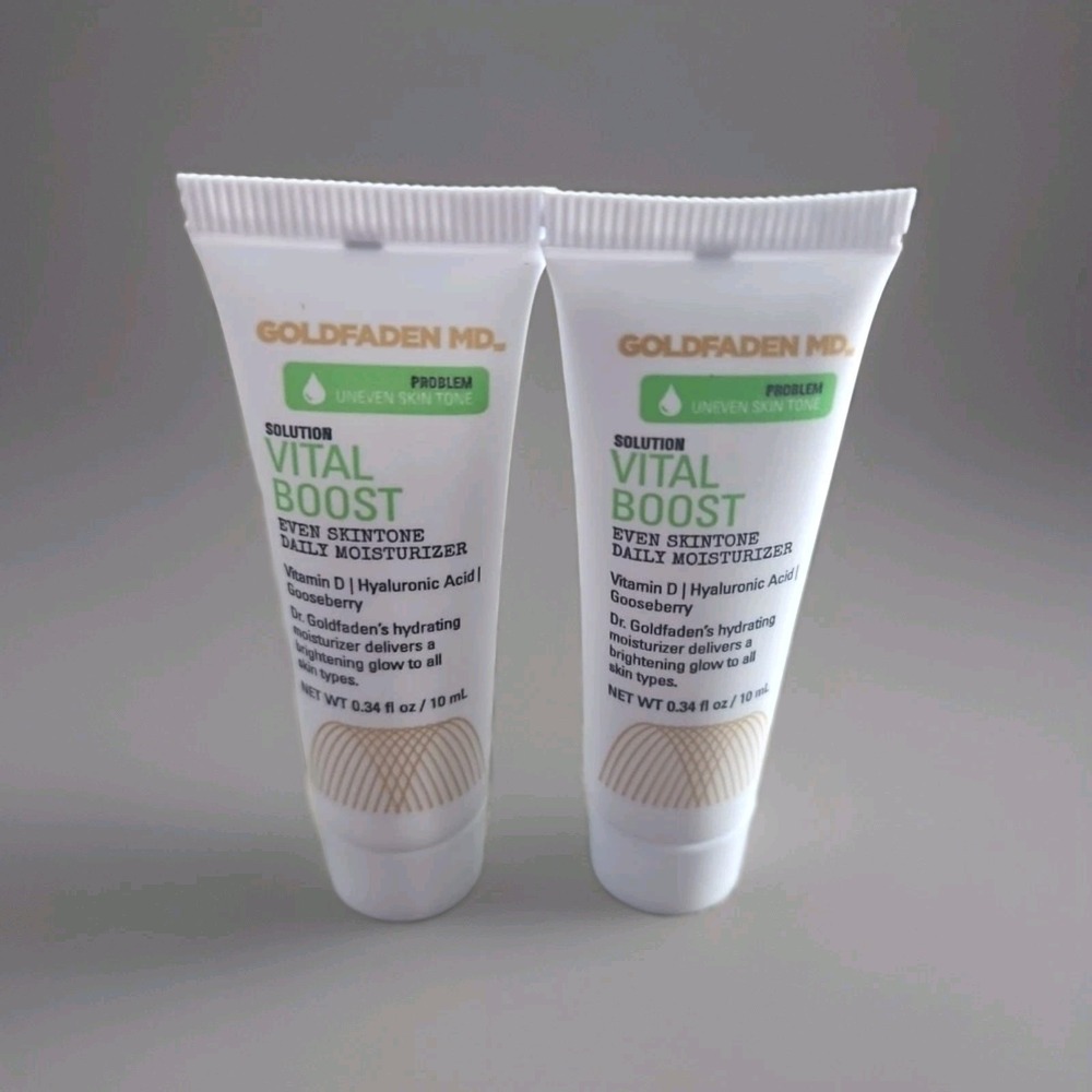 Set 2 NEW Goldfaden MD Vital Boost Even Skintone Daily Moisturizer Travel 10 mL